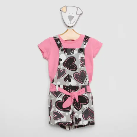 Conjunto Infantil Elian Blusa E Jardineira Menina