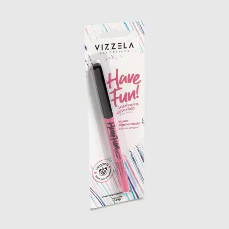 Lapiseira Delineador Retrátil para Olhos Maquiagem Facial Efeito Gatinho Colorida Vizzela Have Fun! Vegano - Azul Rosa Roxo Verde