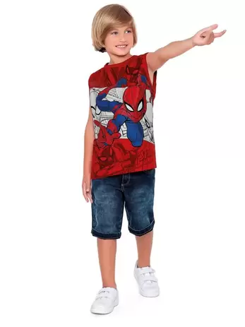 Camiseta Infantil Verão Spider-Man, Vermelho, Produto Licenciado - Fakini