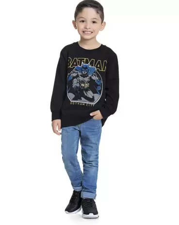 Casaco Infantil Moletom Preto, Batman, Produto Oficial - Fakini