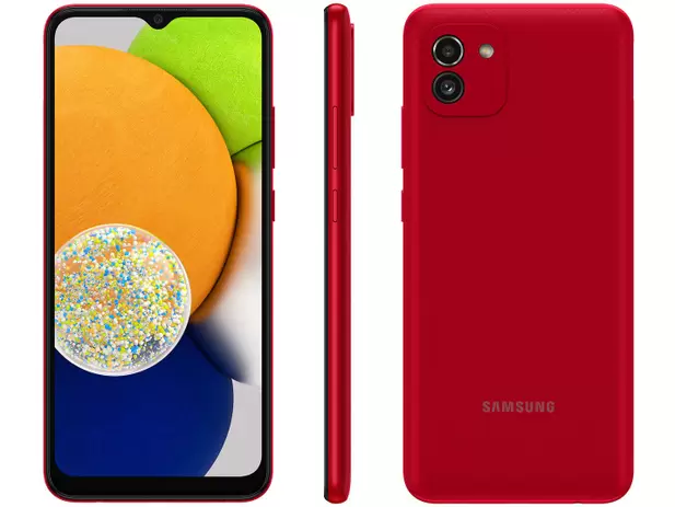 Smartphone Samsung Galaxy A03 64GB Vermelho 4G Octa-Core 4GB RAM Tela 6,5 Câm. Dupla + Sefie 5MP